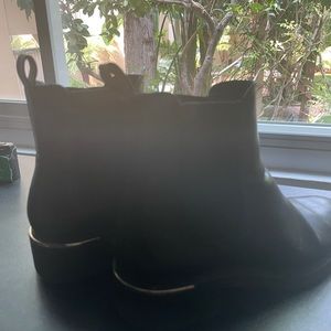 ZARA black ankle boots, gold trim, size 8